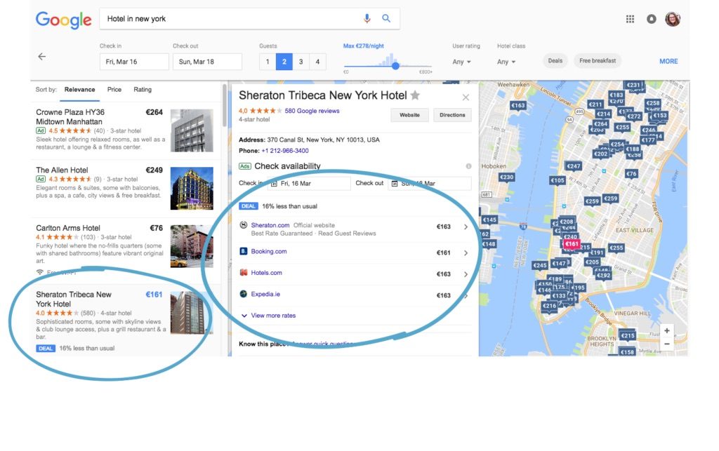 Google Hotel Ads Search example