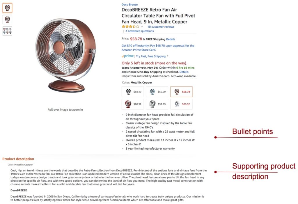 Amazon SEO product description
